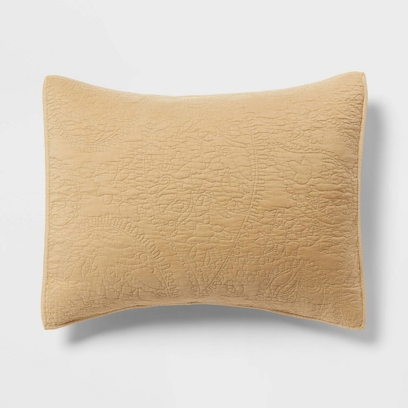 Standard Garment Washed Paisley Stitch Quilt Sham - Picture 1 of 6